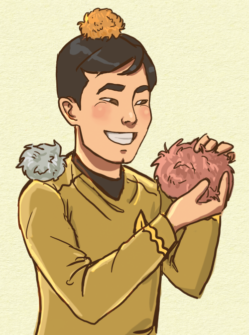 spocks-crocs:Sulu and Tribbles, cause why not?