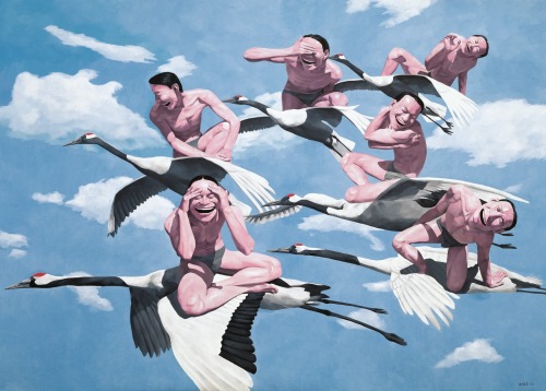 raveneuse:  Yue Minjun, Sky, 1997.