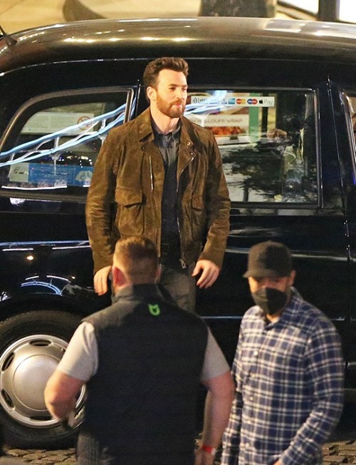 Chris Evans on the set of Ghosted 