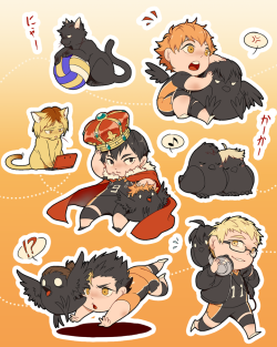 kaeilash:  YELLS ALL ABOUT HQ! ANIME PREMIERE Otherwise here, have a sticker set that I should have all printed out by A-kon!