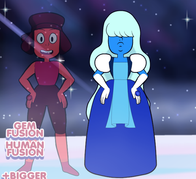 My two GemSona's fusing (and yes they are kissing they are in love)