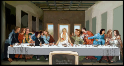 kotetsumas:  ariannaaaaaaaaaa:  The Lesbian Last Supper  why didn’t they just eat out
