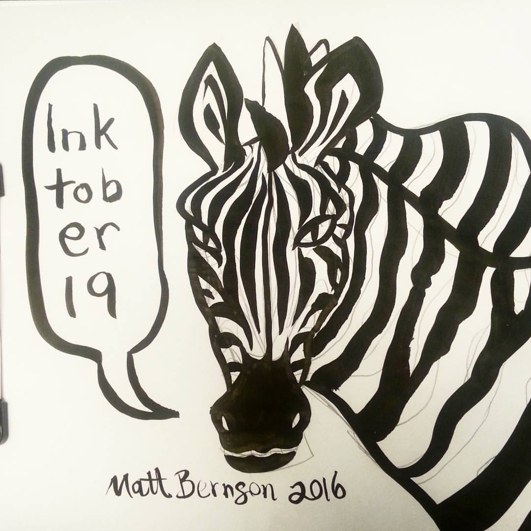 Zebra!  Zebraprint is my favorite.  Zebras are pretty rad. #inktober #ink #zebra