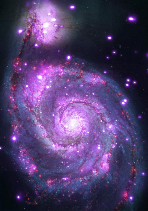 poly-rhythms:  sixpenceee:  Mesmerizing Moments Amid Wondrous Whirlpool The Whirlpool galaxy glints with x-ray lights from the neutron stars and black holes blanketing its far-flung arms. (Source)  Probably the most photogenic of the galaxies imo  