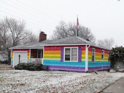 brittanyxatl:daddyfuckedme:“Guy buys house in front of the Westboro Baptist Church and paints it in 