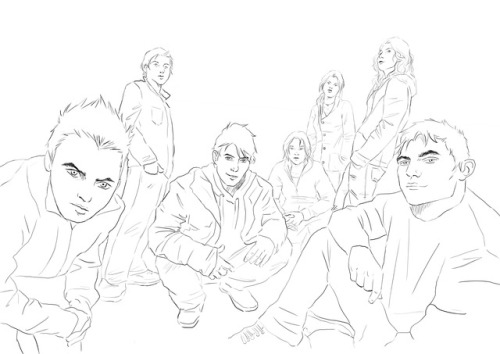 The gang is all here. I’ll color it eventually (?)