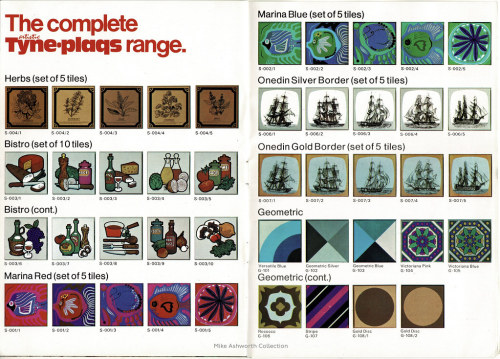 Tyne-plaqs tile catalogue, c. 1980