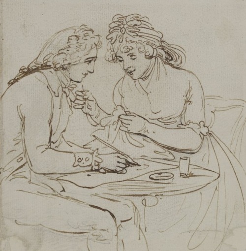 lordmarlborough:“A Happy Couple” and ink and pen sketch by Thomas Rowlandson, late 18th century.