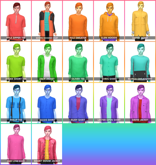  Happy Simblreen! - Part 5 Liliili Male Clothes Pack 2020 in Sorbets RemixLiliili’s male clothes pac