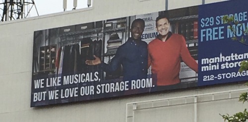 quoms: godlessondheimite:  stricken-ghoul:  godlessondheimite: this interracial gay couple who love musicals and storage space is my favorite thing about new york  What part of the sign says they are a gay couple?  sorry honey you’re right, they’re