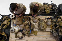 militaryarmament:  U.S. Army Special Forces soldiers, preparing their equipment at McEntire Joint National Guard Base, S.C., May 19, 2014.