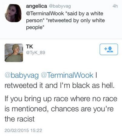 theafrocentrics:katblaque:When a “black POC” forgets that they aren’t on anon.   He thought no one was going to look at his avi.  It’s like watching a Scooby-Doo villain with his mask off at the beginning of the show!