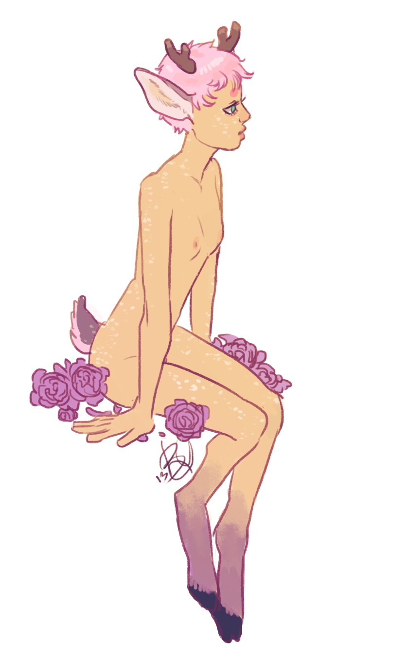 bombisbomb:  zombiesfrommars:  there was a request for an andro fem deer + flowers