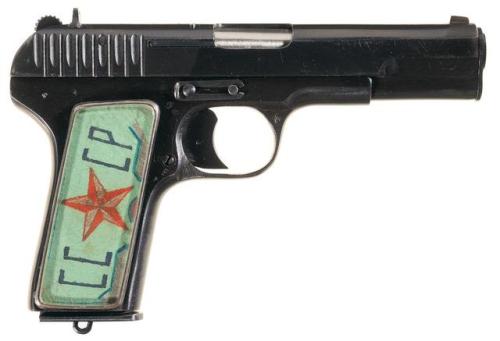 Soviet TT-33 semi automatic pistol presented to an American artillery general from a Soviet Colonel 