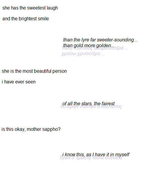 thoodleoo:this is a conversation, or a poem of sorts, i suppose, that i imagined between sappho and 