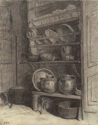 artist-millet: The dresser in Gruchy, 1854, Jean-Francois MilletMedium: charcoal,paper