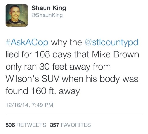 krxs10:  Shaun King calling out the bullshit using CNN’s dumbass #AskACop trend. love this guy