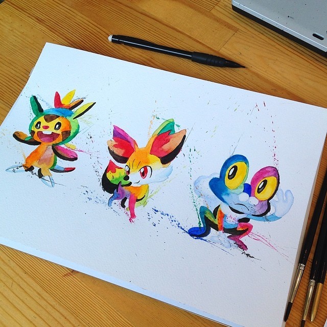 thegameisalife:Pokémon en acuarelas.Pokémon on watercolor.By Lisa-Marie Melin