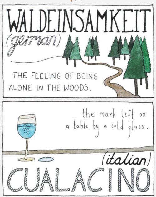 amandaonwriting:  11 Untranslatable Words From Other Cultures Follow the link for the source 