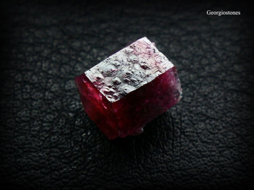 mineralsgemstones:Super rare Bixbite, doubly terminated hexagonal crystal with no damage!Also know a