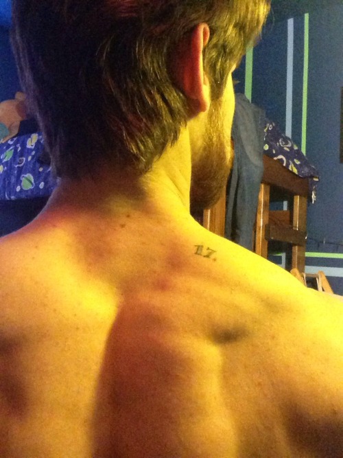 romancingthelookyloos:  For those who don’t know my birthdate, it’s tomorrow, the 17th, which is why I have it tattooed on me in Harry Potter page number font. It’s my favorite number. :) The period after it is a convenient mole. 