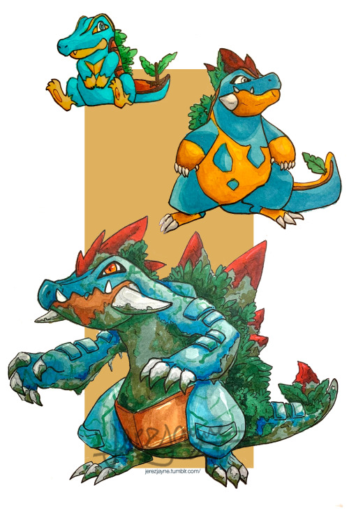 Totodile combined with Turtwig evolution line