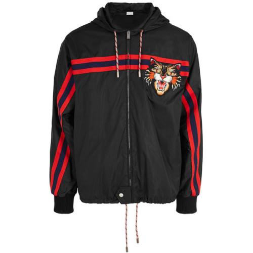 Gucci Black Embroidered Shell Jacket - Size 42 ❤ liked on Polyvore (see more mens shell jackets)