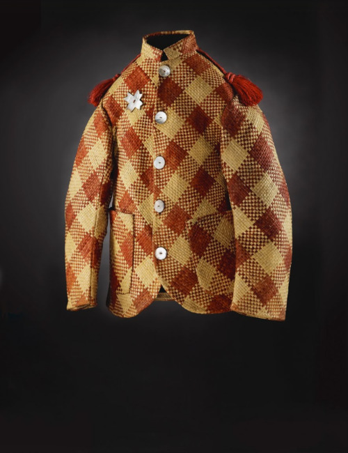 Man’s Jacket c. 1900, maker unknown, New ZealandThe jacket is made in a military style. It has a tun