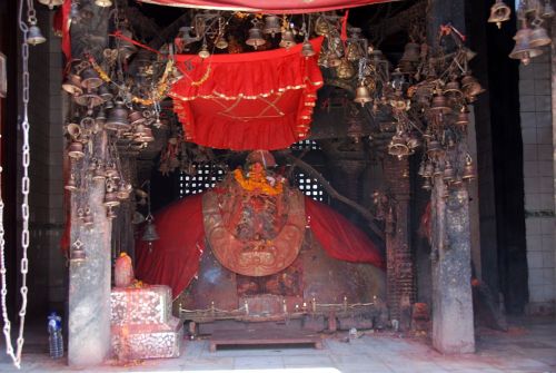 Chobar gorge and Chobar Vinayaka (Ganesha) temple, Kathmandu valley, Nepal.