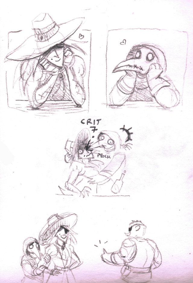 Love hurts sometimesPatreonTwitter #Darkest Dungeon#Grave Robber#Plague Doctor#Man-at-Arms#doodle#comic