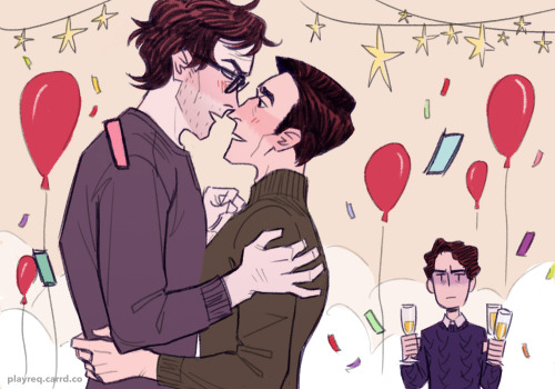 requirings:Eddie and Richie give Stan their drinks to hold for a moment while they make out. Stan di