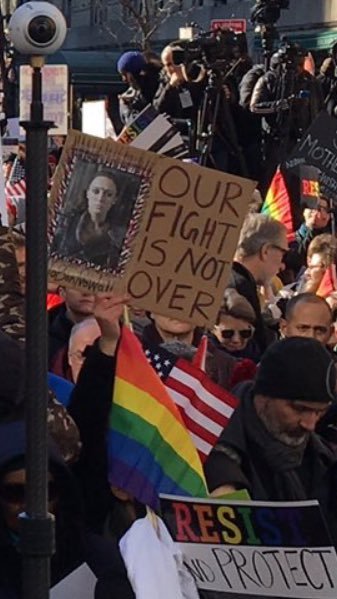 peejayand33:In the front row of a resistance LGBTQ rally in NYC in support of refugees..who do we fi