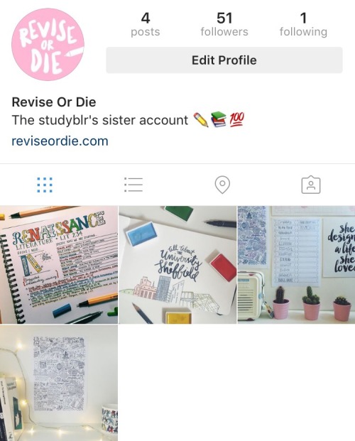 Revise Or Die has a sister- a studygram! Keep updated whatever platform you’re on and follow @