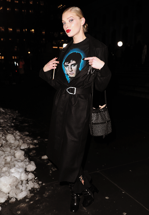 Elsa Hosk outside the Philipp Plein fashion show in New York, February 13. 