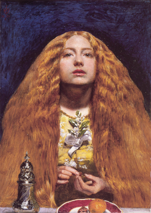 artist-millais: The Bridesmaid, 1851, John Everett MillaisSize: 27.9x20.3 cmMedium: oil, panel