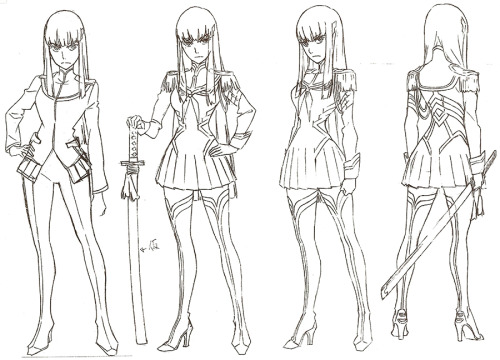 h0saki:  All the Satsuki designs from The Art of KlK Vol 2, by Sushio and Imaishi.