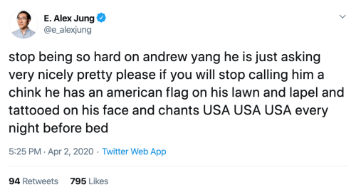 Two of my favorite responses to Andrew Yang’s horrible bootlicking op-ed. One of them is gracious an