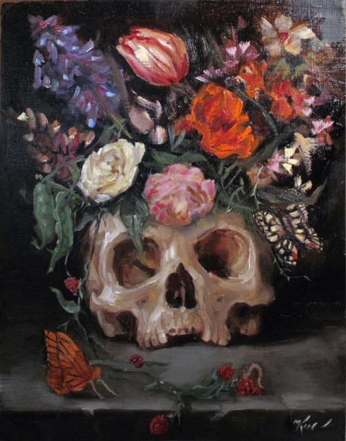 Margot King: Vanitas with flowers, 2015.