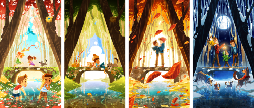 shep689:  stirpicus:  kybralart:  “The Crossing”by Kyle Cabral They played in the morning,and napped for an afternoon.Then, they fell in love at dusk,and walked together until midnight.  Super charming illustration series by an old classmate
