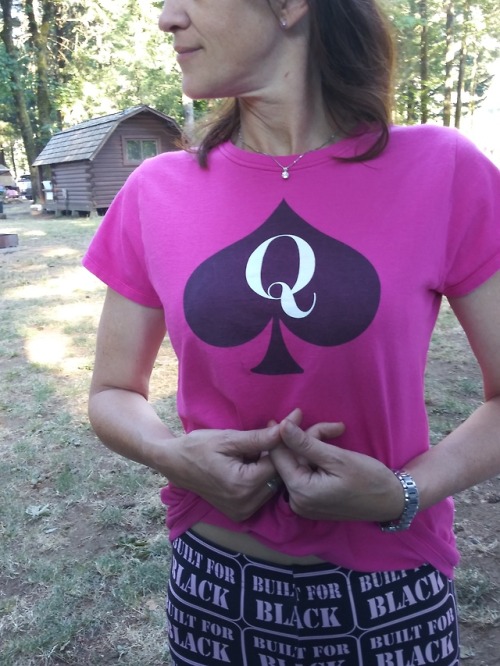 queen-of-spades-whore:Queen of spades camping outfit. Always show my black cock pride! Showing off h