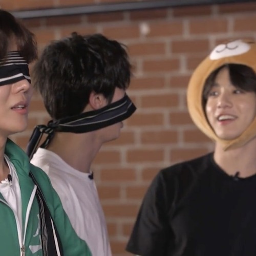 jungkook fixing seokjin’s blindfold but mostly just laughing at him