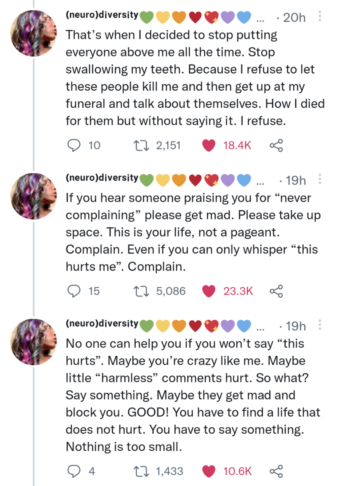 dduane:staticsable:gay-impressionist:leefi:If you are silent about your pain they’ll kill you and say you enjoyed it - Zora Neale HurstonThis is one of those posts where I feel like I’m doing others and myself a disservice by not sharing.
