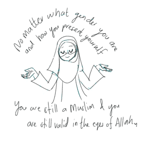 heliosdraws:I haven’t seen a lot of posts that shed some positivity for non-binary Muslims who wear 