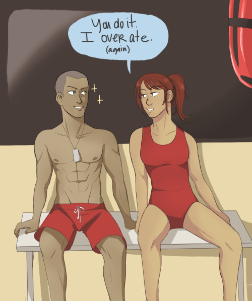 robotsharks:  Summer Au: After many summers of rigorous junior lifeguard training, Connie and Sasha are finally life guards. Connie, with dreams of grandeur ends up mostly saving Reiner, a hopeless tourist from Indiana who consistently forgets to apply