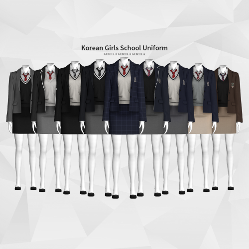 Korean Girls School UniformFullBody/Top/Bottom/NecklaceNew MeshAll LOD’sShadow MapNormal MapSp