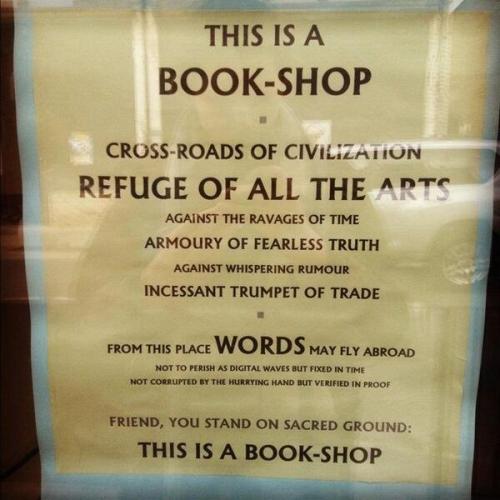 Book store signs.