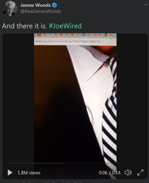 sirfrogsworth:  The Mysterious White Wire!™—A James Woods Conspiracy Or as others might call it…   A