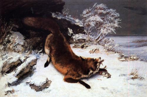 slickwhippet:Gustave Courbet, The Fox in the Snow (1860)