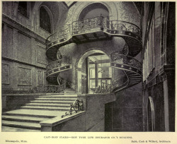 hideback:   Suspended Double Helix Staircase New York Life Insurance Building, Minneapolis, Minnesota, USA Babb, Cook &amp; Willard, Architects Built 1890; Demolished 1958 