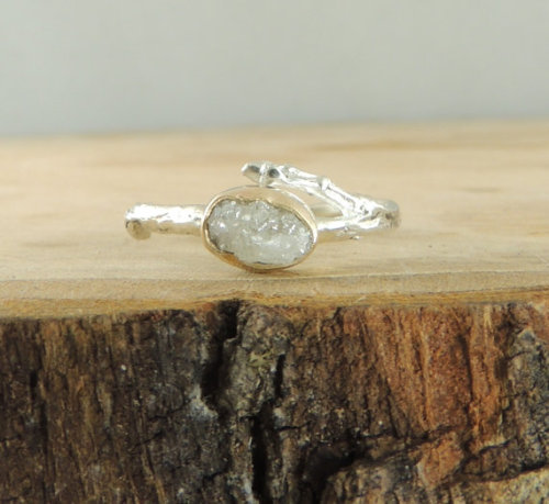 Check out Point no Point etsy shop for these nature inspired, uncut diamond, handcrafted engagement 